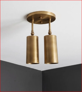 Plafonnier ajustable à 2 lumières en laiton fait main |   Plafonnier double spot de style Mid-Century - Product Image 3