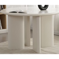 Table à manger ronde contemporaine en bois Vandana Ivory Flow 120 cm, couleur crème, design moderne pour appartement et hôtel