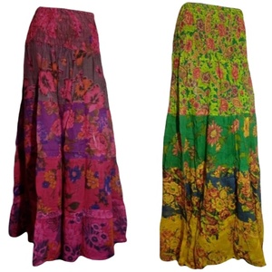 กระโปรงผ้าฝ้ายพิมพ์ลายแมนดาลาของผู้หญิงสไตล์วินเทจสไตล์ฮิปปี้โบฮีเมียนวินเทจผ้าชีฟองธรรมชาติสำหรับฤดูร้อน - Product Image 1