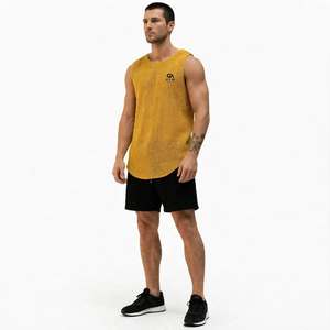 Débardeur tricoté respirant GYM ACTIVE à col rond avec poche avant, logo Gym Active, color block, sans manches, côtelé personnalisé, effet délavé - Product Image 1