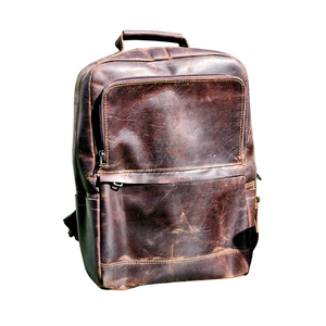 Dark Brown <b>Mens</b> Leather Backpack Front Storage Pocket Arcuate Shoulder Strap Water Resistant Travel Bag For Outdoor Trips - Product Image 3