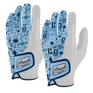 Guante de Golf para Mano Derecha, Cuero Cabretta, Ligero, Antideslizante, Unisex, Cierre de Velcro, Deportivo, Blanco con Ribete Azul - Product Image 1