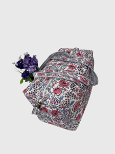Sac de voyage en tissu brodé floral bohème, grande capacité, fermeture éclair, poignée souple - Product Image 2