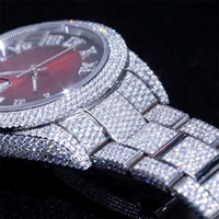 Montre Homme de Luxe en Acier Inoxydable, Entièrement Sertie de Moissanite Blanche VVS, Automatique, Analogique, Verre Incrusté de Diamants, Style Hip Hop