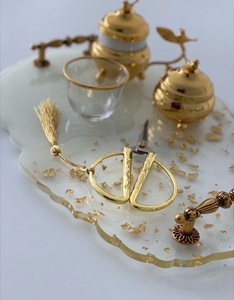 Gold Metal Lidded Jars Set with Resin Tray and <b>Scissors</b> Modern Luxury Wedding Tableware - Product Image 2