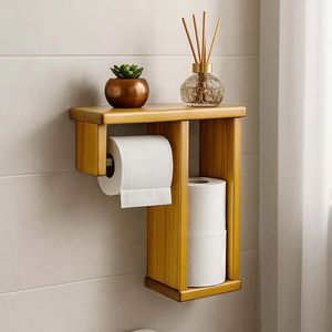 ที่ใส่กระดาษชำระไม้ทรงสี่เหลี่ยม ผลิตจากโรงงานโดยตรง งานแฮนด์เมด ดีไซน์ทันสมัย เป็นมิตรกับสิ่งแวดล้อม ติดผนัง ของขวัญขึ้นบ้านใหม่ คุณภาพพรีเมียม - Product Image 1