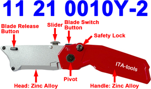 Lưỡi kép gấp tiện ích dao với hợp kim kẽm xử lý thẳng và móc lưỡi OEM ODM Đài Loan Nhà cung cấp - Product Image 2