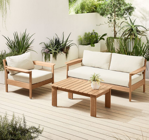 ชุดโซฟาไม้สักแท้สำหรับสวนกลางแจ้ง พร้อมโต๊ะ สำหรับลานเฉลียง ระเบียง หรือสนามหลังบ้าน ทนทานต่อทุกสภาพอากาศ - Product Image 1