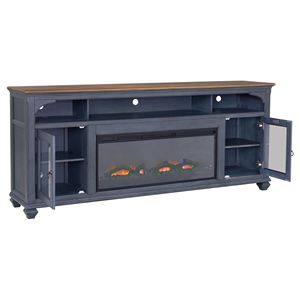 Bridgevine Home Americana supporto TV camino da 86 pollici con finitura blu velluto a coste per TV fino a 95 pollici - Product Image 4