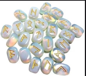 Ensemble de runes en opalite, 25 pierres de divination en cristal, runes nordiques Elder Futhark, pierres d'oracle carrées polies pour la divination et la méditation - Product Image 5