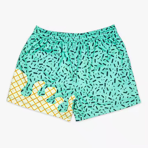 Shorts de sport pour homme vert menthe à motif géométrique, taille élastique avec cordon de serrage, séchage rapide, respirant, 100 % coton - Product Image 1