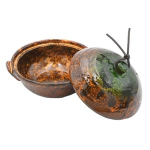 Mini-cocotte Aji-Nabe, mini-cocotte à double poignée avec revêtement imitation terre cuite par un artisan japonais, design traditionnel japonais - Product Image 3