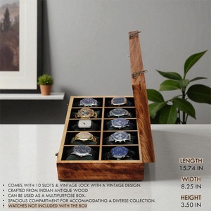 AHTE MANUEXPO UR-065 Wooden Watch <b>Box</b> for Men Antique Wood Crafted 10-Slot Watch Display Case <b>Storage</b> Organizer Jewelry - Product Image 2