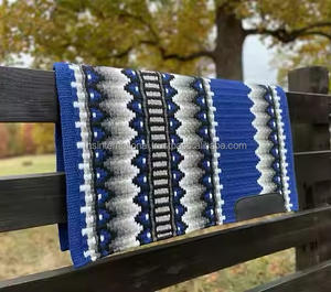 Meilleure qualité de laine de Nouvelle-Zélande Double tissage tapis de selle tissés à la main couleurs attrayantes pour Western Riding Show Horse Blanket - Product Image 5