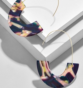 Latest Marble Resin Hoops Earring For Gift Event Festive Glossy Finished Fashion Statement Acrylic Jewelry Boho Resin <b>Accessory</b> - Product Image 3