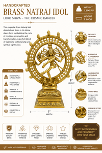 Ídolo Nataraj de Latón Hecho a Mano, Tradicional, Tallado y Grabado de Shiva Bailando, Decoración Religiosa para el Hogar o Templo, Regalo Religioso - Product Image 6
