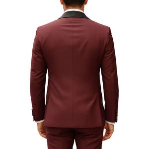 Elegante Traje de Esmoquin Borgoña para Hombre con Solapa de Chal, Dos Piezas, Blazer Rojo Vino para Gala Nocturna, Traje de Novio para Boda - Product Image 2