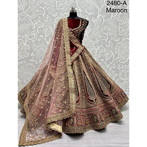 Collections de velours de vêtements de mariée indiens pour la mariée avec le travail de Zarkhan par Fabzone - Product Image 4