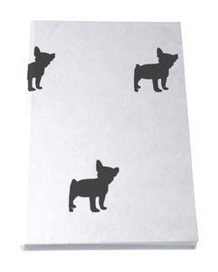 Cuaderno de Tapa Dura de Papel de Algodón Hecho a Mano, Blanco con Estampado de Bulldog Francés Negro, Elegante y Personalizable - Product Image 1