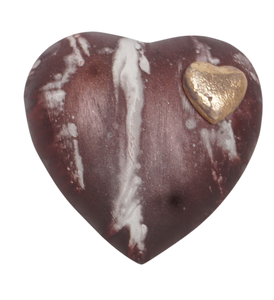 Heart Shape American Style Cremation Urn BROWN WHITE SHADED COLOUR WITH GOLDEN SMALL HEART Customizable Designs for Adult - Product Image 2
