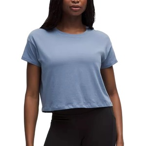 New 2026 Custom Summer Loose Pure Cotton Crew Neck Blank Crop <b>Top</b> Street Wear Acid Wash Vintage Oversized Anti-shrink T-Shirt - Product Image 1