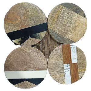New design wooden coaster modern design home <b>bar</b> hotel use set of four round hottest selling coaster - Product Image 1