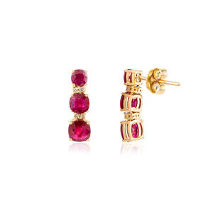 ต่างหูทองคำขาว 14K ประดับทับทิมและเพชรสไตล์อาร์ตนูโว - Product Image 6