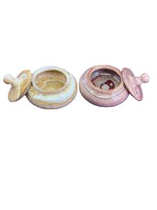 Pot à bonbons en marbre Onyx en pierre, pot en marbre Onyx, petit pot à bonbons vintage - Product Image 4