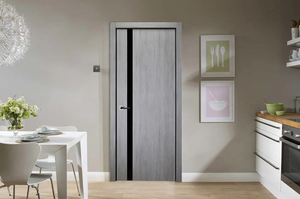 Puerta de Entrada de Polímero Impermeable con Acabado de Madera, Diseño Moderno para Dormitorio, Apartamento, Villa, Mansión - Product Image 3