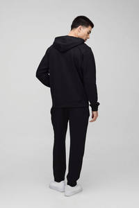 Sweat-shirt à capuche noir personnalisé pour homme et pantalon de jogging assorti, ensemble de survêtement OEM ODM, vêtements en gros - Product Image 2