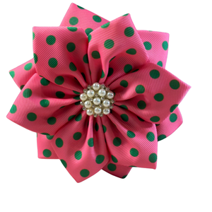 Broche de Flor con Rayas Rosas y Verdes, Elegante Pin Floral para Solapa, Accesorio de Moda para Mujer con Diseño de Rayas - Product Image 2