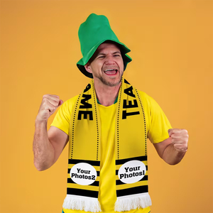 Bufanda de acrílico cuadrada ligera de buena calidad para adultos, color amarillo, bufanda de fútbol para jóvenes. - Product Image 2