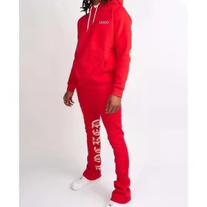 Conjunto Deportivo Holgado Personalizado para Hombres y Niños, de Algodón de Alta Calidad, con Sudadera con Cremallera y Pantalones Acampanados - Product Image 2