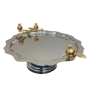 Finest Quality Gold Metal <b>Cake</b> Stand With Ornate Floral Handles Dessert Display For <b>Wedding</b> And Party Table Decoration Stand - Product Image 2