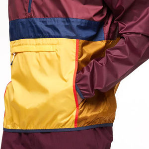 Custom Logo <b>Men's</b> Retro Color Block <b>Half</b> <b>Zip</b> Windbreaker Hooded Pullover <b>Jacket</b> Lightweight Waterproof Outdoor Anorak Coat - Product Image 5