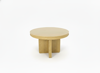 Ensemble de table basse ronde moderne avec 4 chaises en frêne massif et placage MDF, décoratif, durable et léger
