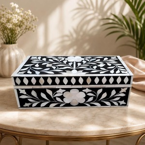 Minimalist Rectangular <b>Cardboard</b> Storage <b>Box</b> With Lid Black <b>White</b> Triangle Pattern Decorative Container For Home Sundries - Product Image 5