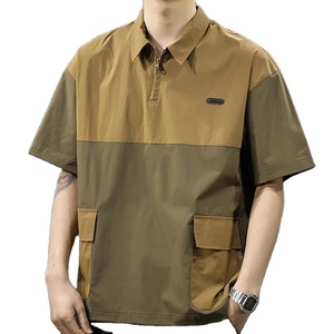 2025 New Patchwork <b>Half</b> Zip Plus Size Men's Polo <b>Shirts</b> Lapel Pocket Cargo Golf Wear High Street Fashion Polos Hombre Tops - Product Image 1