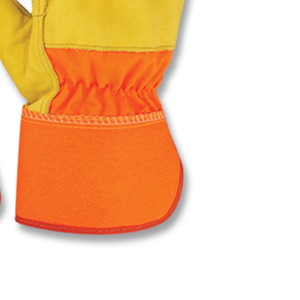 Yellow Leather Safety <b>Gloves</b> With Orange Cuff Elastic Tightening Anti Slip General Purpose Work <b>Gloves</b> - Product Image 6