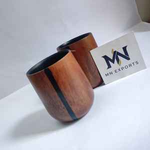 Taza de café y té de madera, venta directa de fábrica, personalizable con logo, estilo vintage, con diseño de veta de madera y forma de barriga grande - Product Image 2