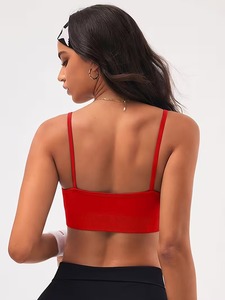 Soutien-gorge de sport pour femme à bretelles croisées sur le devant, en tricot côtelé, anti-humidité, débardeur court, avec coussinets amovibles, pour athlétisme et musculation - Product Image 3