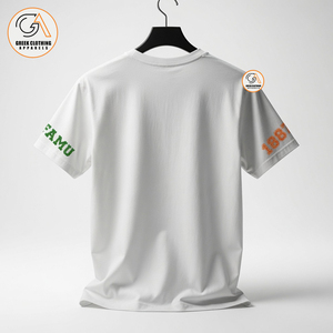 เอฟเอเอ็มยู |   เสื้อยืดคอกลมแขนสั้นสีส้มล้วนสำหรับผู้ชาย ทรงปกติ ผ้าเจอร์ซีย์คอตตอนอย่างดี รีดง่าย ไม่ยับ - Product Image 2