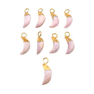 Natural Pink <b>Opal</b> Crescent <b>Pendant</b> Half Moon Electroplated Charms Single Bail Faceted Jewelry Gift for Women and Children - Product Image 4