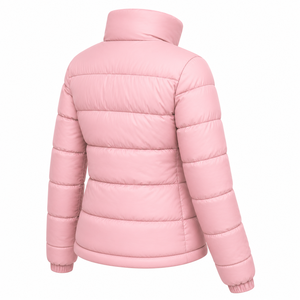 Doudoune matelassée personnalisée pour femme, couleur unie, chaude, coupe-vent, col montant, manteau d'hiver avec rembourrage alterné en duvet, vêtement d'extérieur à effet bulle - Product Image 5