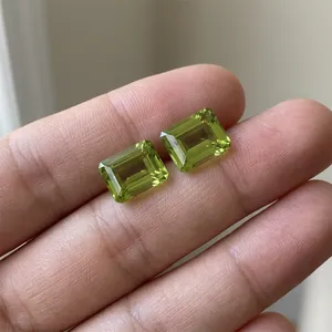 Pierre précieuse naturelle vert émeraude brillant, taille émeraude 5x7mm, pour la fabrication de bijoux - Product Image 5