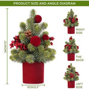 Albero di Natale Artificiale in Velluto Bordeaux da 12 Pollici, Decorazioni da Tavolo per Feste in Casa, Ornamenti a Forma di Palla per Natale - Product Image 1
