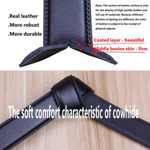 Ceinture automatique en cuir véritable noir, boucle géométrique solide en cuir de vachette, moulage monobloc formel, durable, largeur 1 3/8 pouces - Product Image 4