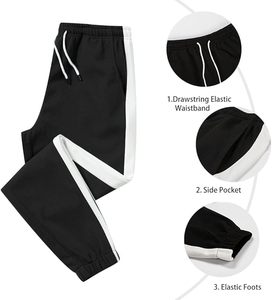 Pantalones Deportivos Casuales Unisex de Color Sólido con Cintura Ajustable con Cordón, Bolsillos Laterales y Puños Elásticos para Otoño - Product Image 3