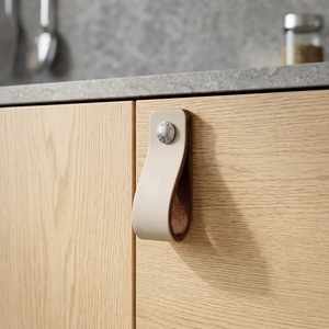 Leather Cabinet Handle Lever Modern Design for Kitchen Wardrobe Dresser & Bathroom Furniture-Durable Finish - Product Image 1