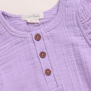 ชุดรอมเปอร์มีฟองผ้ามัสลินออร์แกนิกหมอกลาเวนเดอร์เสื้อผ้าเด็กคุณภาพสูง - Product Image 3